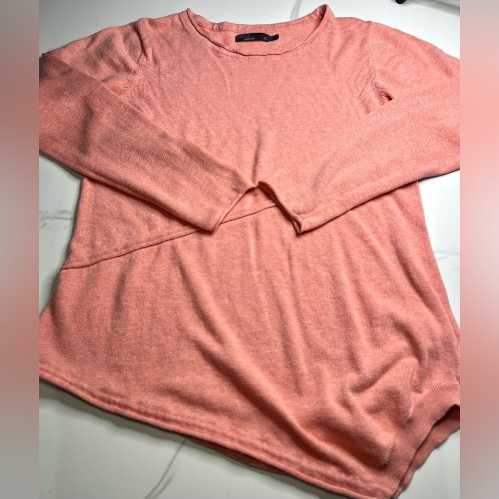 prAna Organic Cotton Women’s Sweater Pullover Top Size Small Pink Asymmetrical
